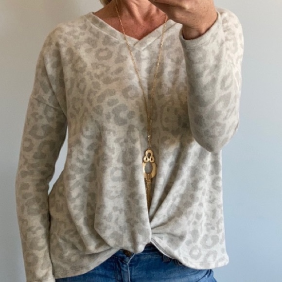 Animal Print, Twist Front Top - Picture 2 of 6